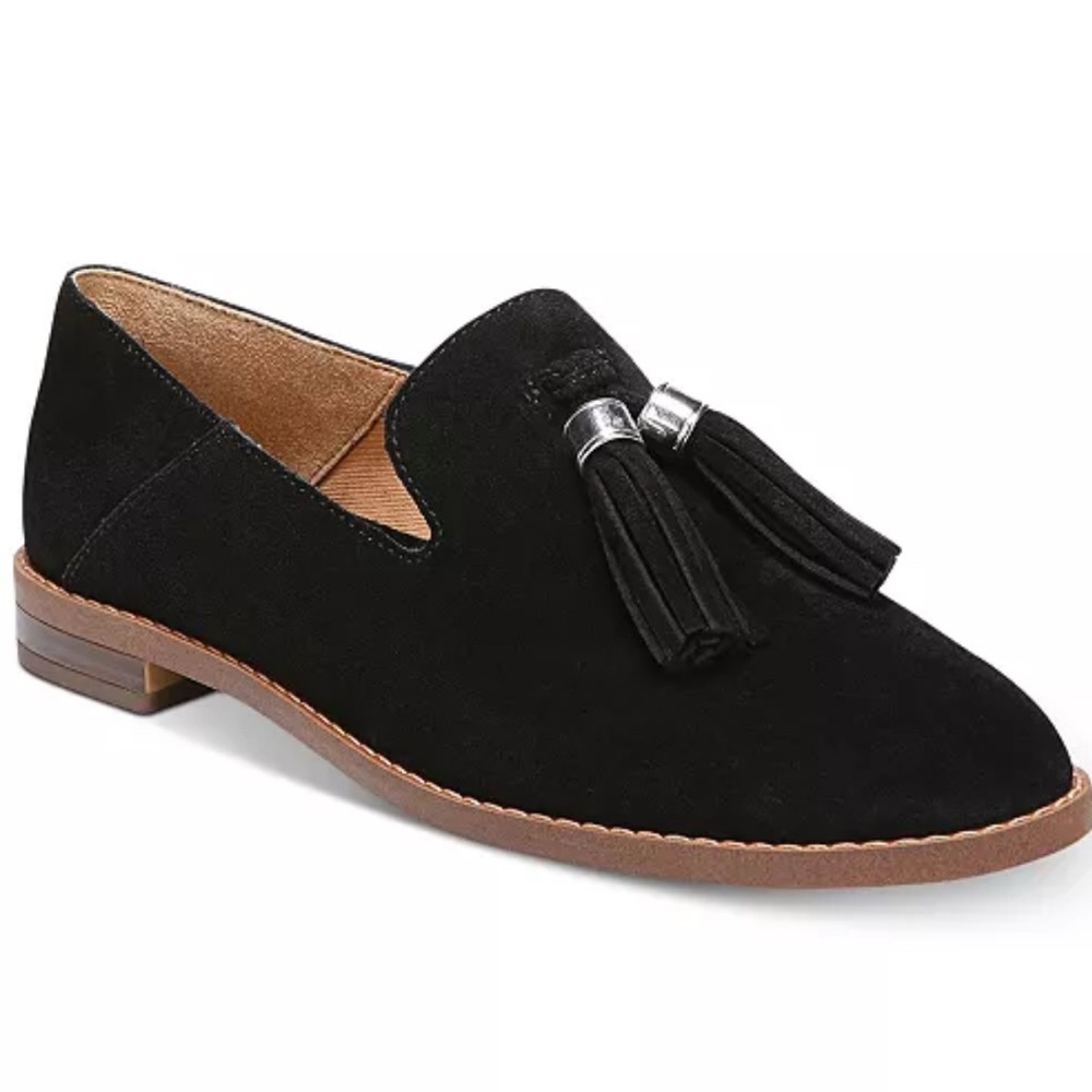 Franco Sarto NIB Black Suede Hadden Tassel Loafer